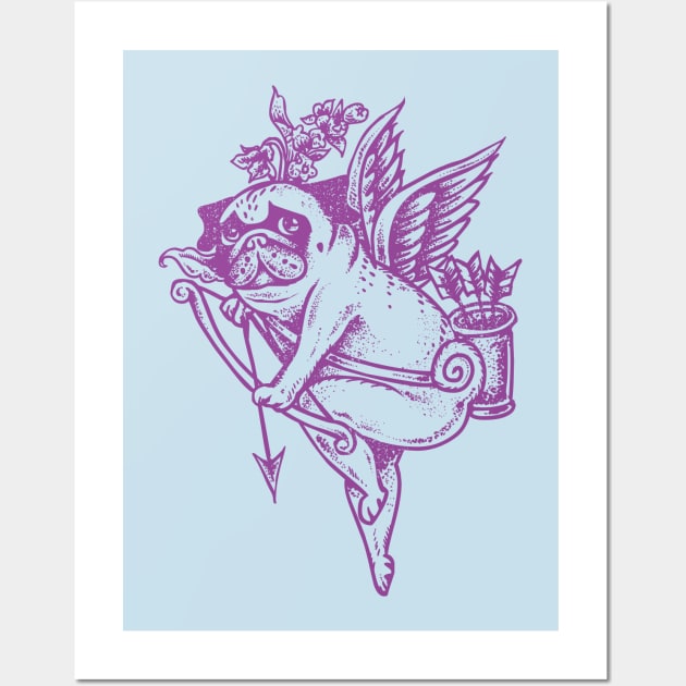 Stupid Pug Cupid Wall Art by huebucket